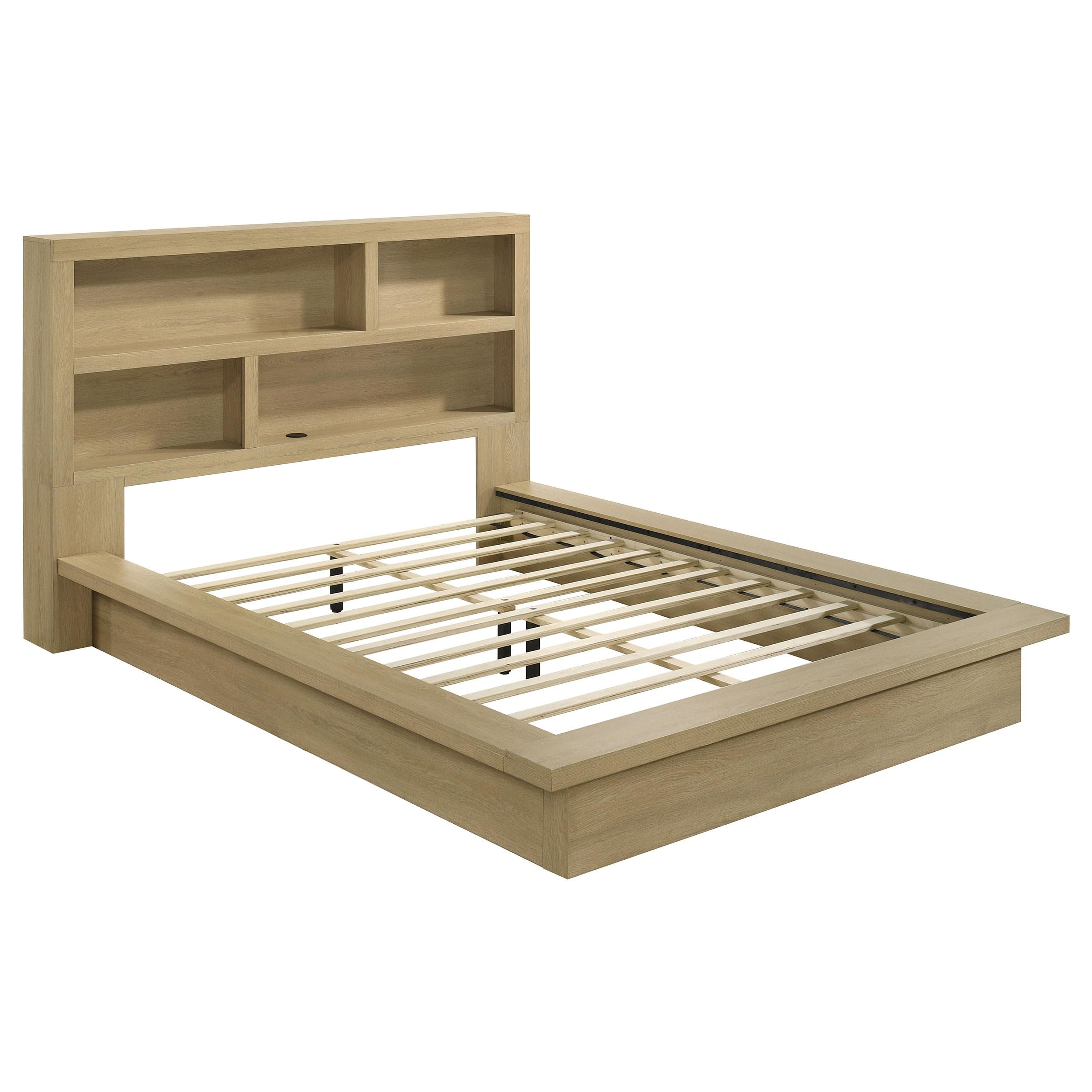 Coaster Furniture Hendricks 222650Q Queen Bookcase Headboard Platform Bed - Light Oak IMAGE 1